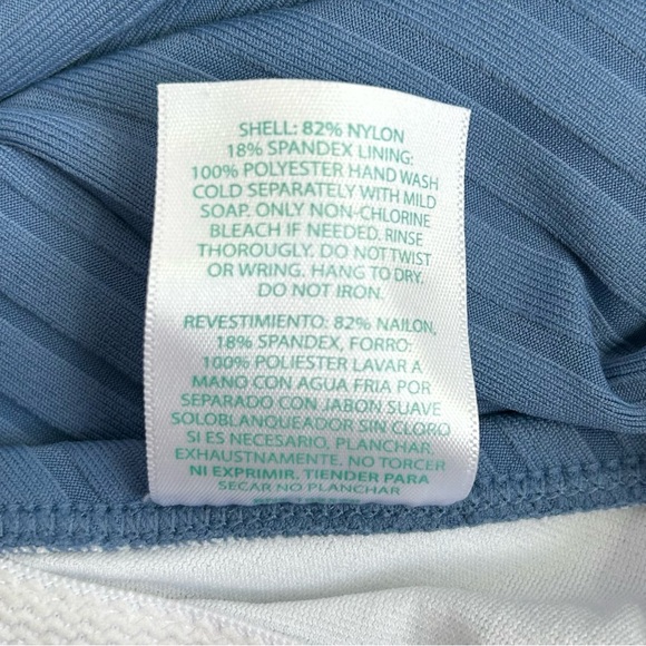 DAVINA Women’s 1-Piece Swimsuit Ribbed Blue Key-Hole Open Tie-Back Light Bra M - Picture 10 of 11